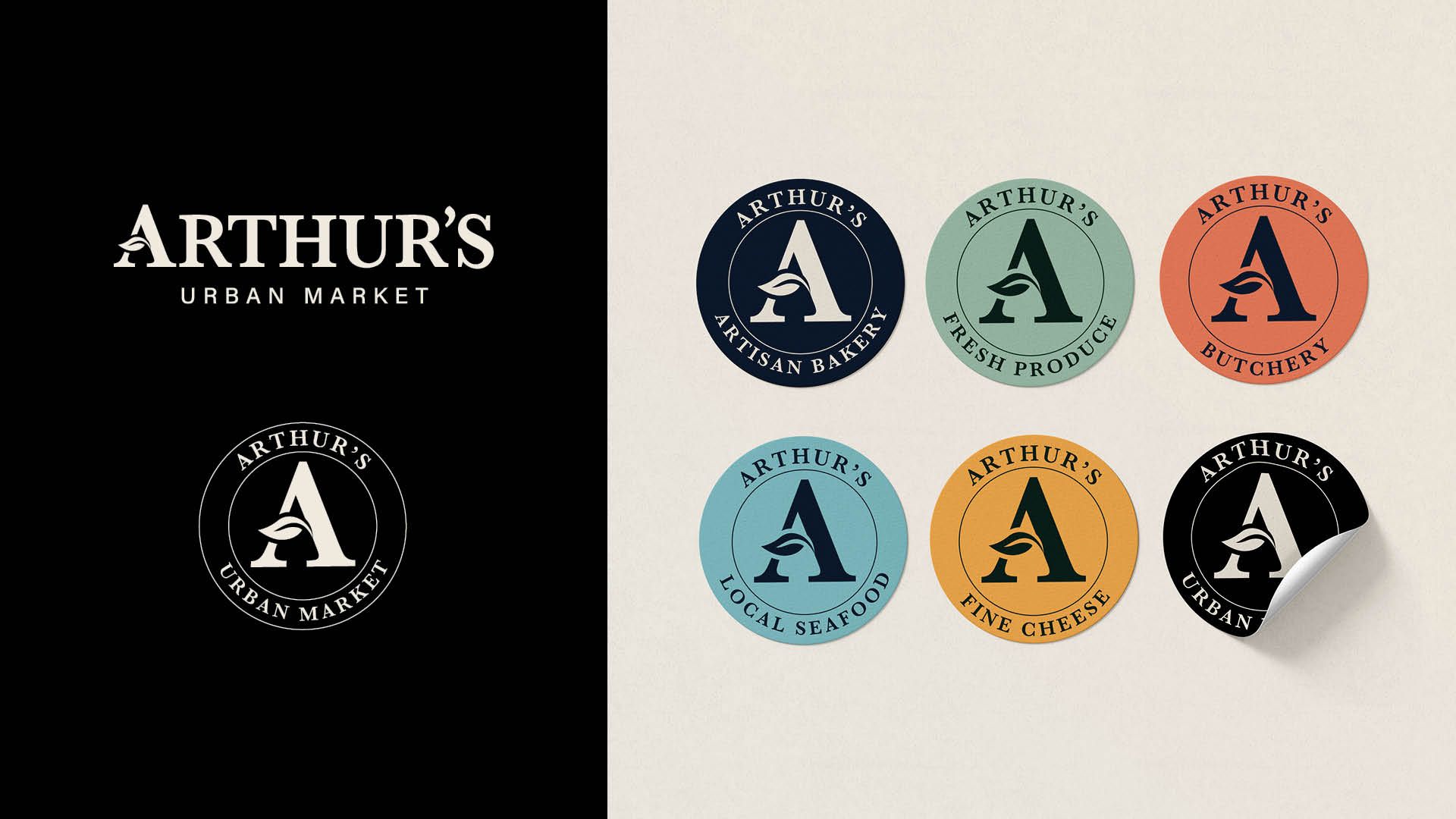 Arthur's product stickers in variety of colours