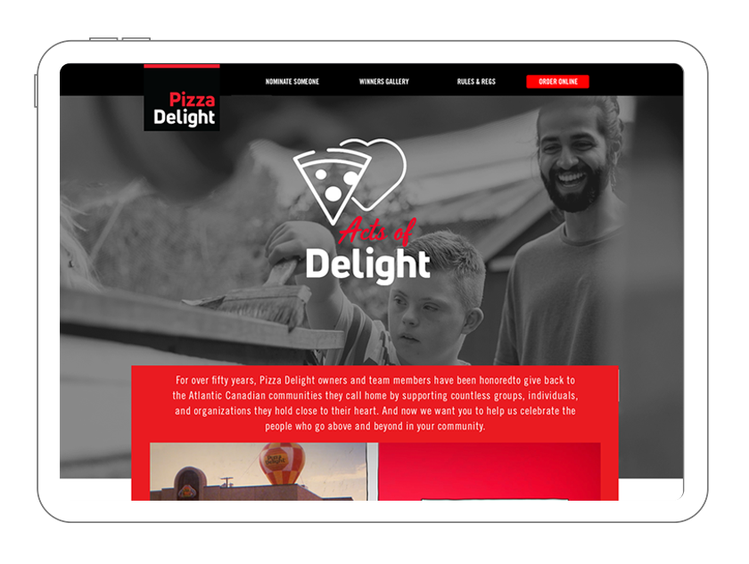 Desktop template of Acts of Delight homepage and summary