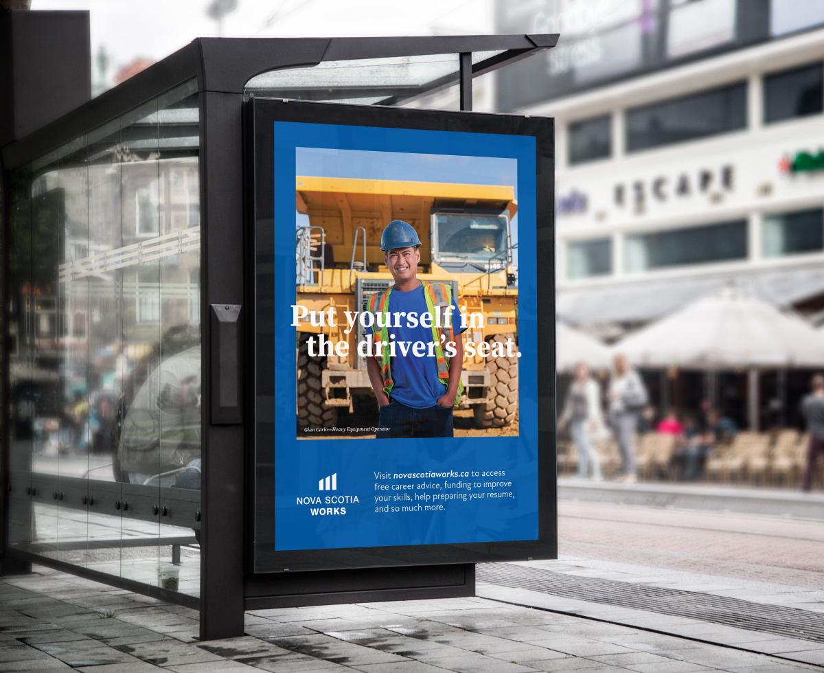 transit shelter poster add in a city